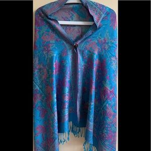 New Reversible Two Tones Blue Multicolor Pashmina Scarf, Shawl,Wraps,head covers